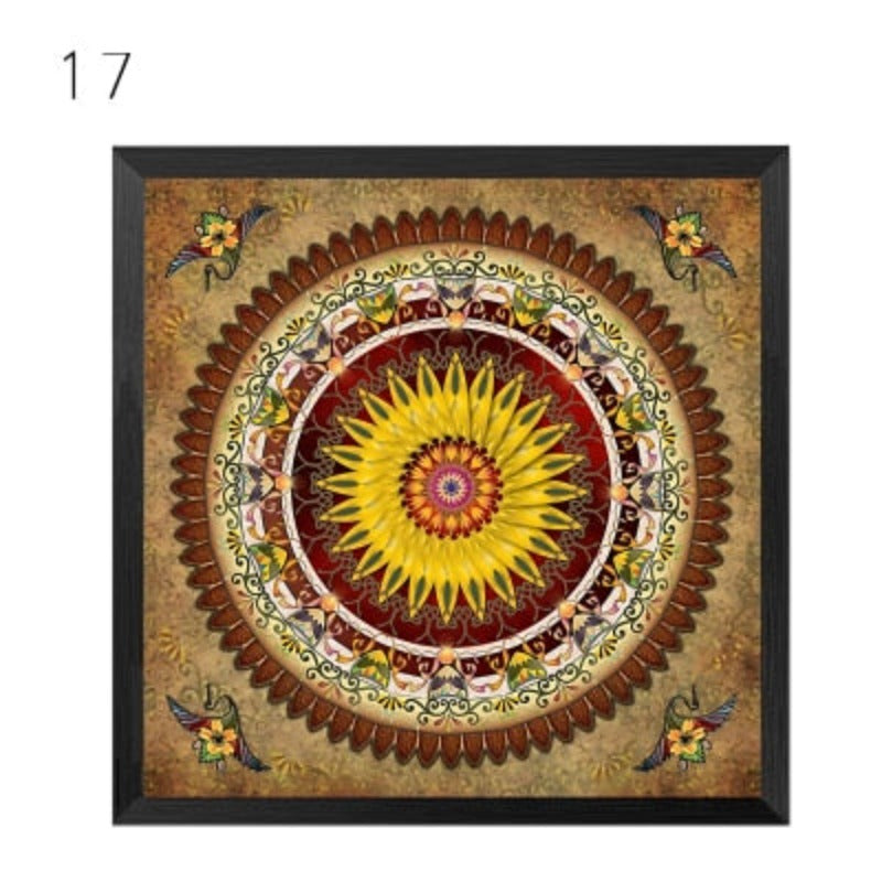 Mandala Ornament Thangka Yoga - Canvas Wall Art Painting-Original Wall Arts