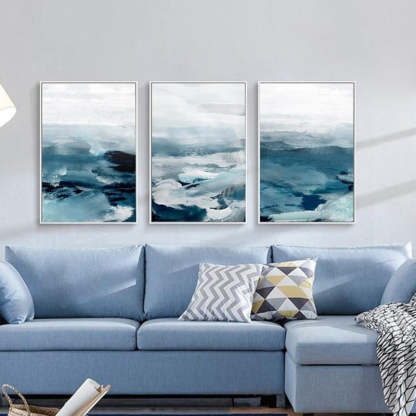 Abstract Landscape Mountain Blue Nordic - Canvas Wall Art Painting-Original Wall Arts