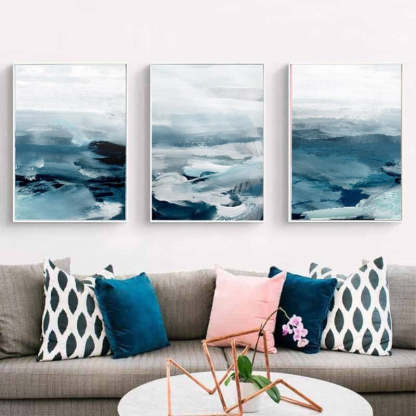 Abstract Landscape Mountain Blue Nordic - Canvas Wall Art Painting-Original Wall Arts