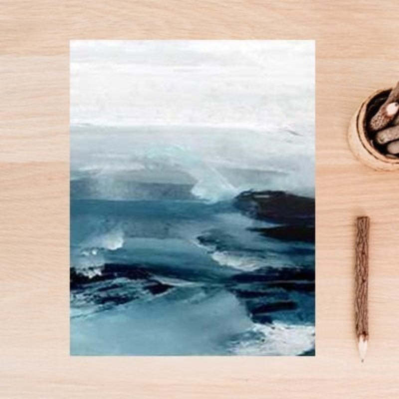 Abstract Landscape Mountain Blue Nordic - Canvas Wall Art Painting-Original Wall Arts