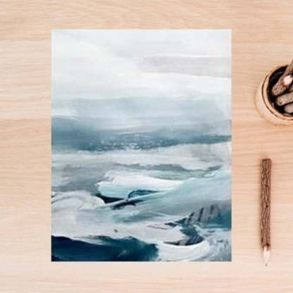 Abstract Landscape Mountain Blue Nordic - Canvas Wall Art Painting-Original Wall Arts