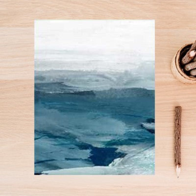 Abstract Landscape Mountain Blue Nordic - Canvas Wall Art Painting-Original Wall Arts
