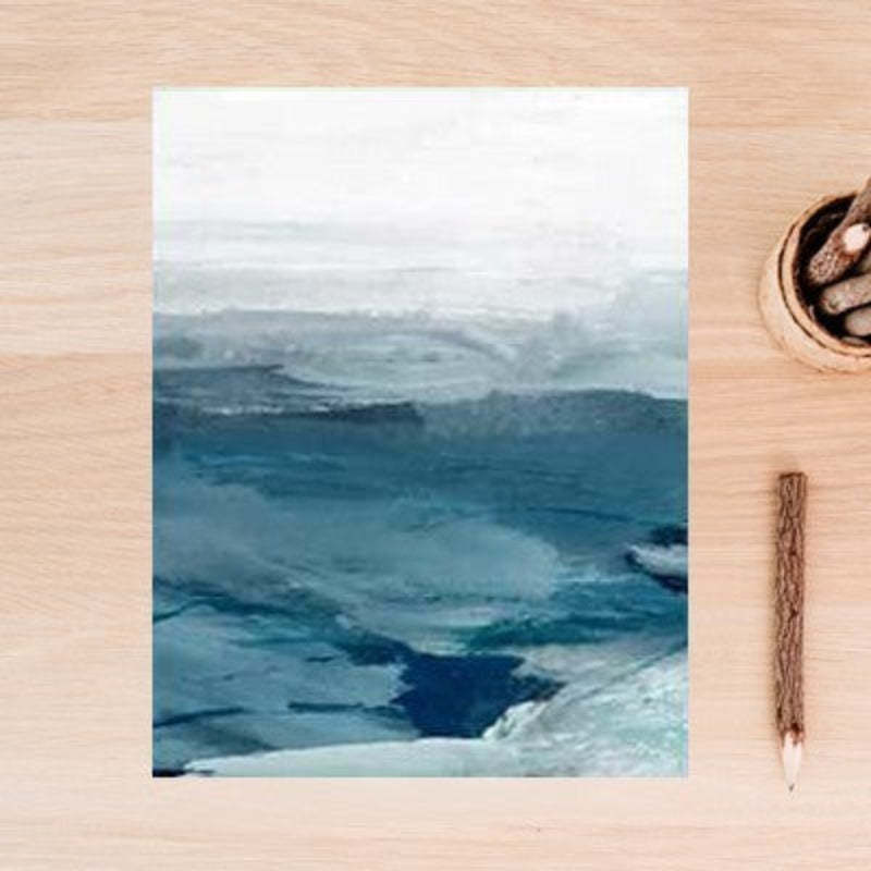 Abstract Landscape Mountain Blue Nordic - Canvas Wall Art Painting-Original Wall Arts