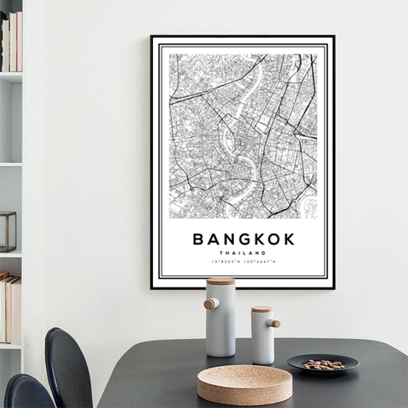 Black and White Bangkok City - Canvas Wall Art Painting-Original Wall Arts