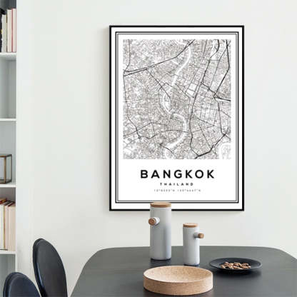 Black and White Bangkok City - Canvas Wall Art Painting-Original Wall Arts