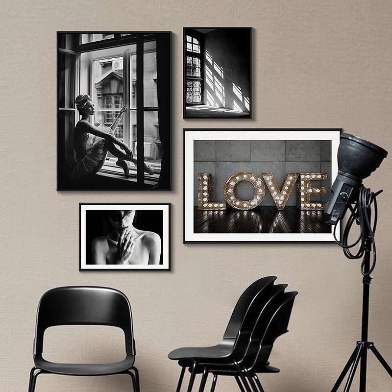 Nordic Scandinavia Interior Designs Love Print Girl - Canvas Wall Art Painting