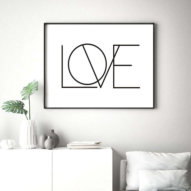 Love Canvas Painting Black And White Nursery - Canvas Wall Art Painting-Original Wall Arts
