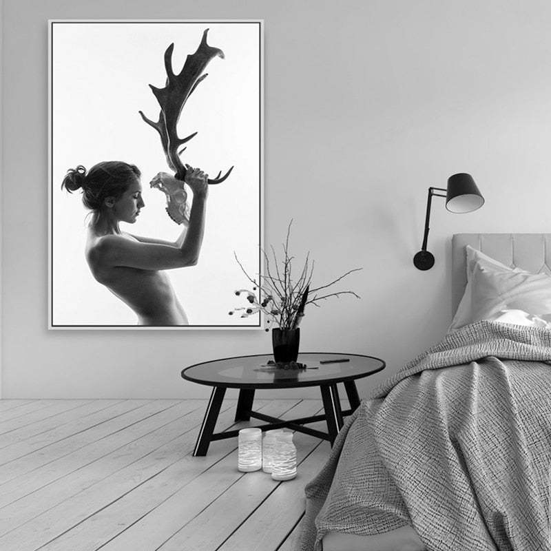 Antlers Women - Canvas Wall Art Paintings