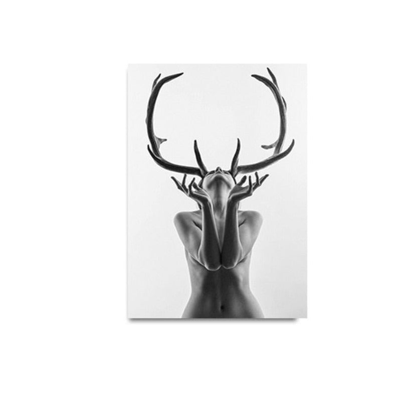 Antlers Women - Canvas Wall Art Paintings
