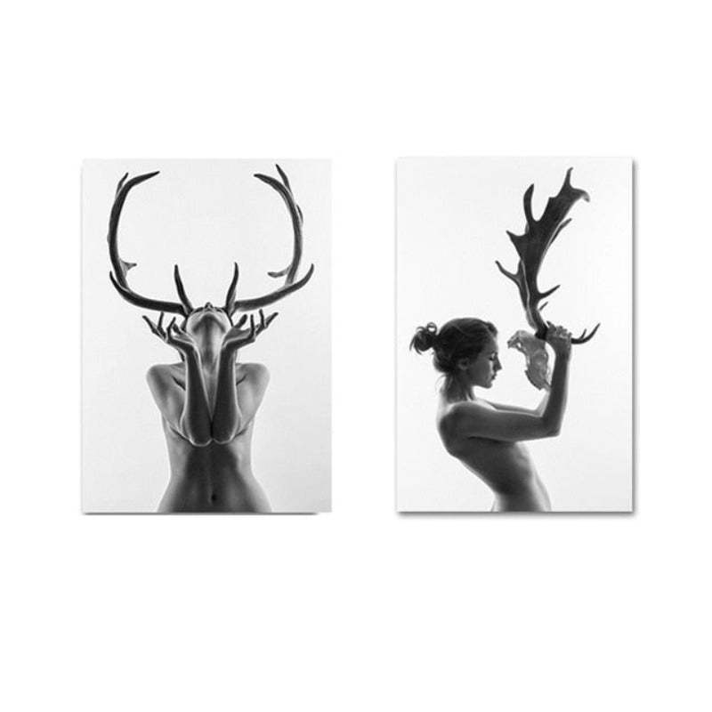 Antlers Women - Canvas Wall Art Paintings