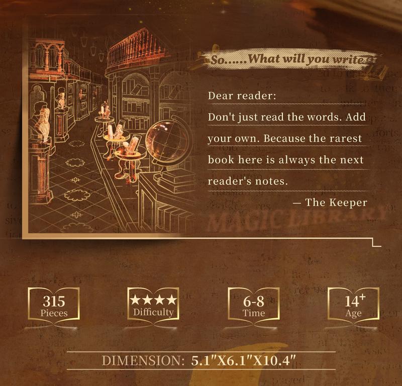 FUNPOLA Magic Library Book Nook Kit &ndash; LED 3D Wood Puzzle with Infinity Mirror &ndash; DIY Bookshelf Decor, Miniature Craft Gift for Kids and Adults