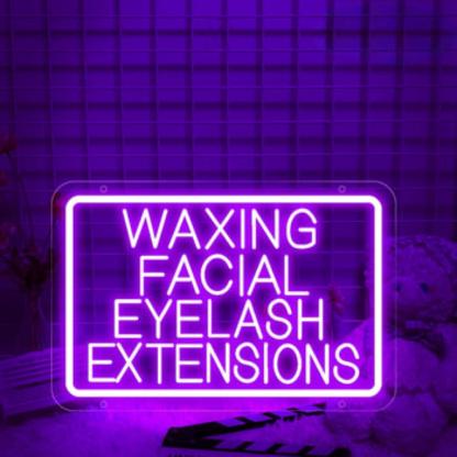 Waxing Services Neon Display Sign  Personalized Mirror Purple 30x20 