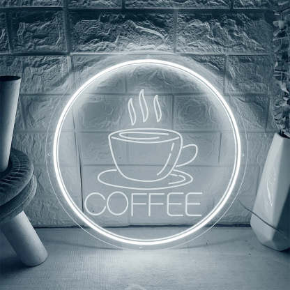 Cafe And Coffee Radiance Neon Sign  Personalized Mirror 30x30  