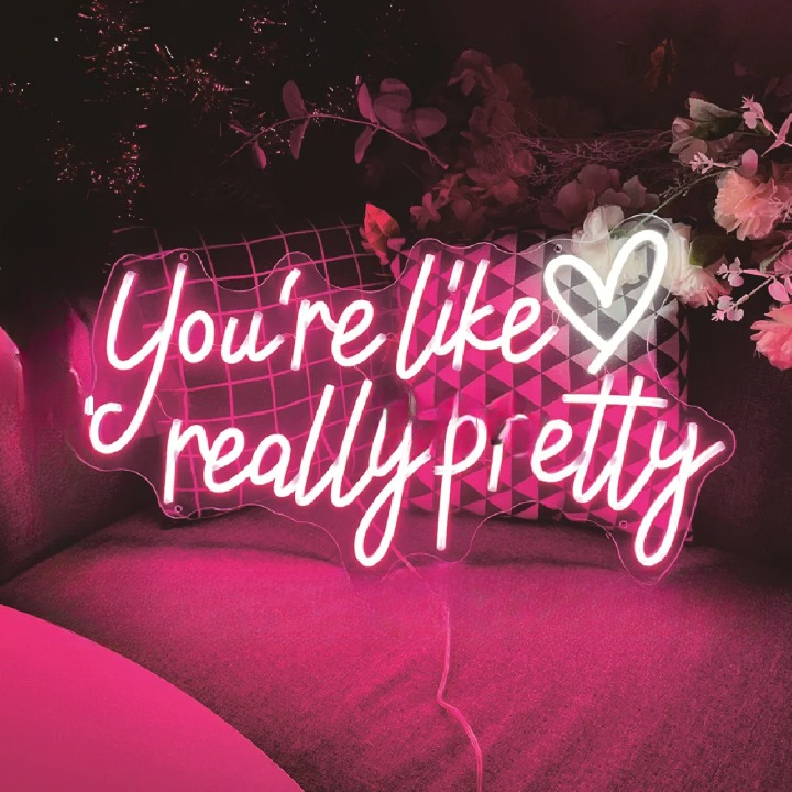 Radiant Mantra Neon Sign Led  Personalized Mirror Pink Really Pretty 