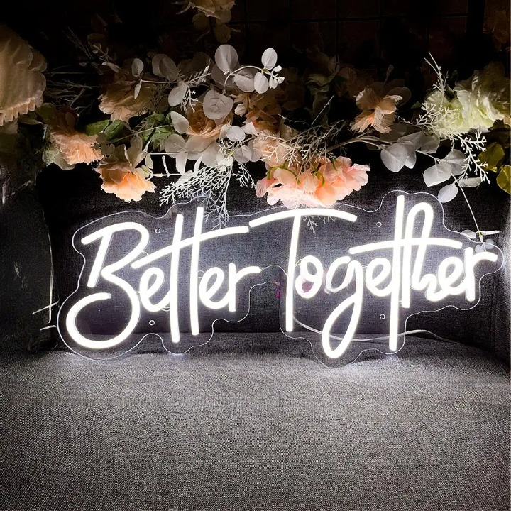 Radiant Mantra Neon Sign Led  Personalized Mirror White Better Together 