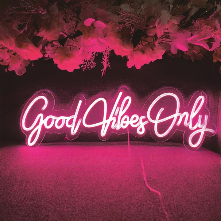Radiant Mantra Neon Sign Led  Personalized Mirror Pink Good Vibes 