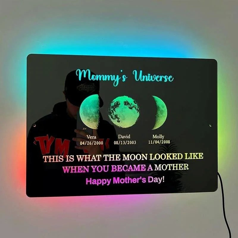 Custom Moon Phase Frame For Mom Personalized Mirror