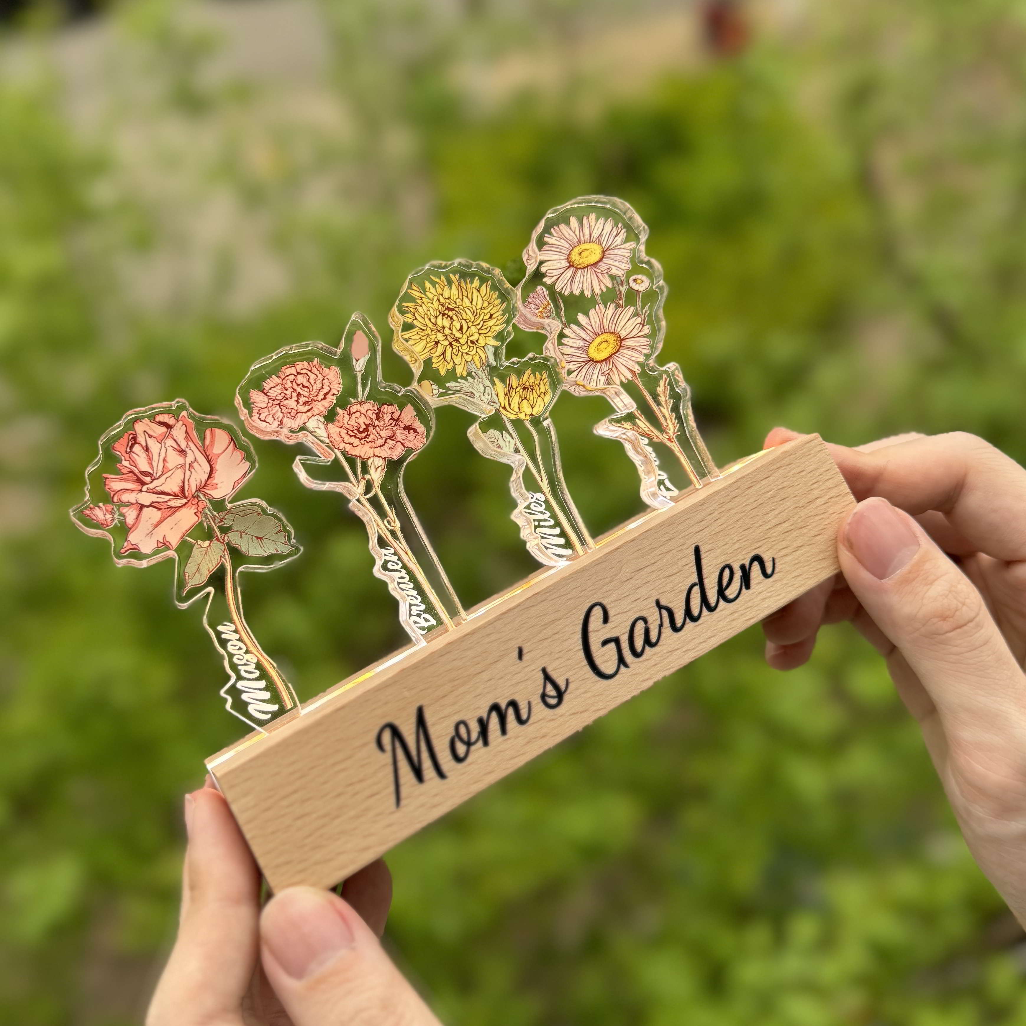 Mothers Day Custom Flower Light Personalized Mirror