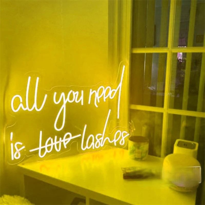 All You Need Business Neon Sign  Personalized Mirror Yellow  