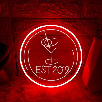 Circular Wall Decoration Neon Sign  Personalized Mirror Red 30x30 CM 