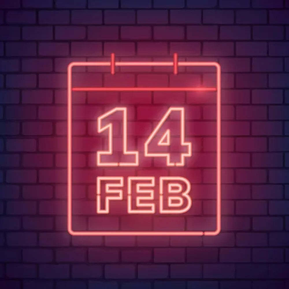 Neon Sign Feature Feb Date  Personalized Mirror S  