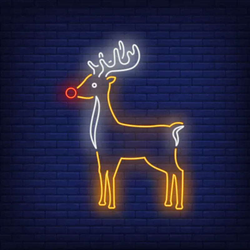 Festive Reindeer Neon Sign  Personalized Mirror S  