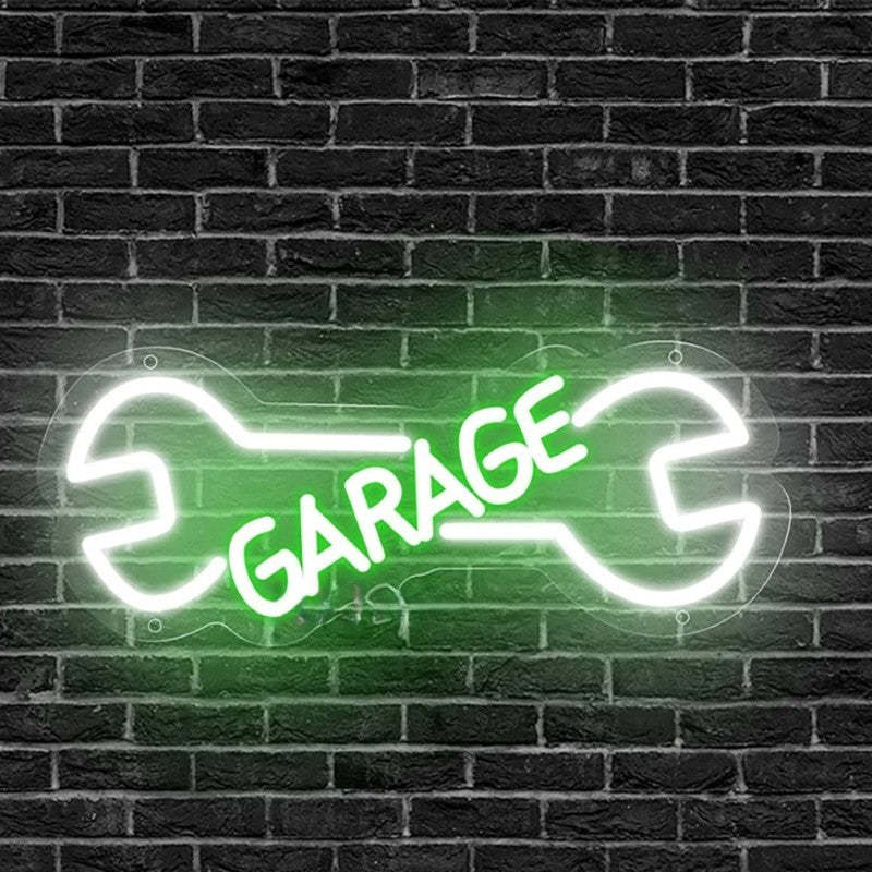 Garage Neon Led Sign  Personalized Mirror Green  
