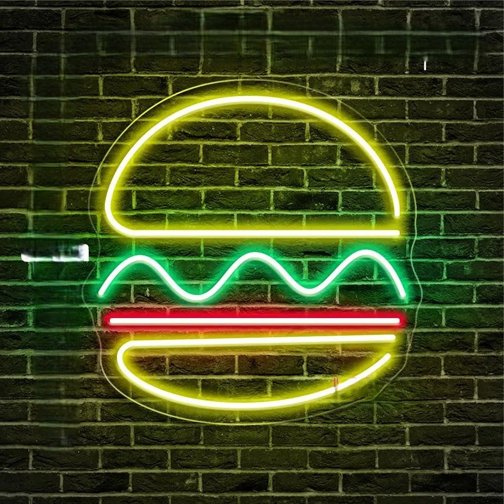 Hot Pizza Neon Sign Led Lights  Personalized Mirror Burger  