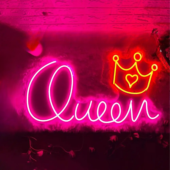 Regal Radiance King Queen Neon Light  Personalized Mirror 40x28 Blue 