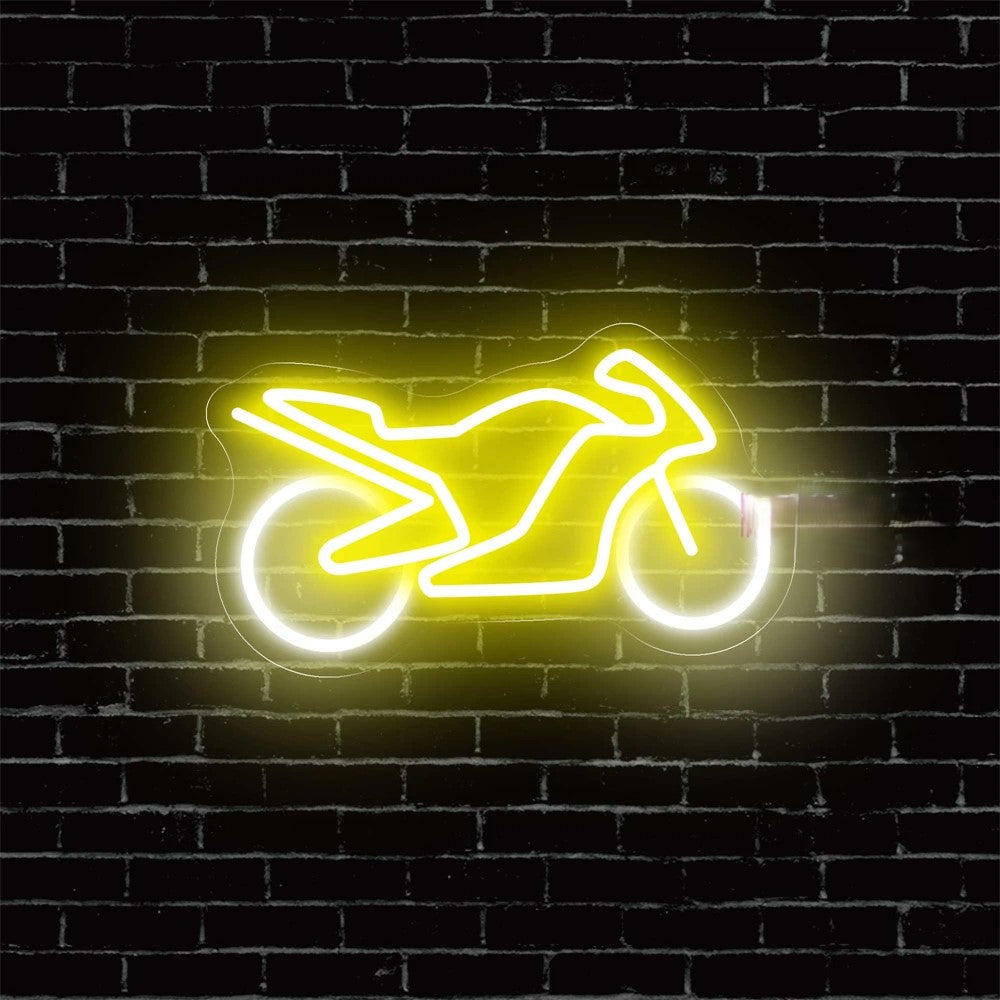 Motorbike Shop Neon Sign Led Light  Personalized Mirror Yellow  