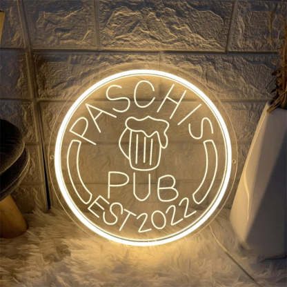 Radiant Circular Neon LED Sign  Personalized Mirror Light Yellow 30x30 CM 