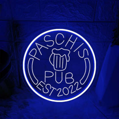 Radiant Circular Neon LED Sign  Personalized Mirror Dark Blue 30x30 CM 