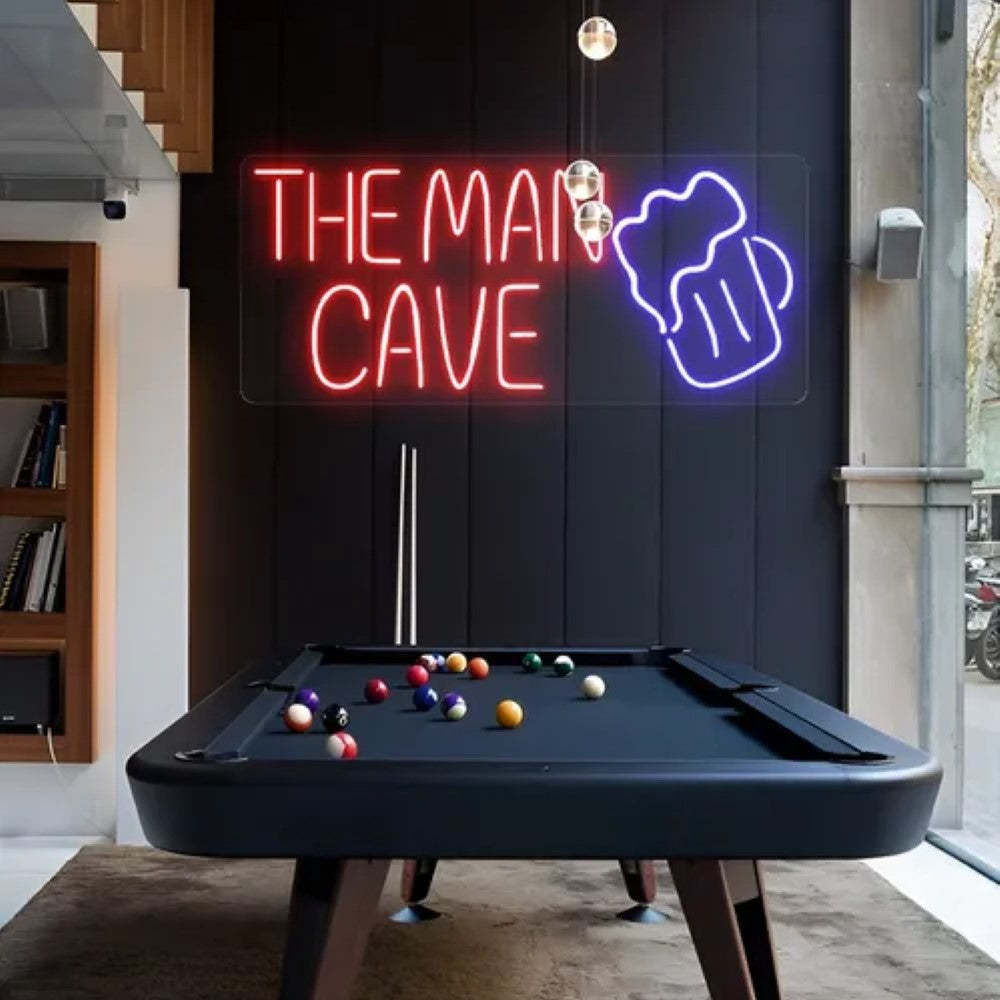 The Man Cave Featuring Neon Sign  Personalized Mirror S  