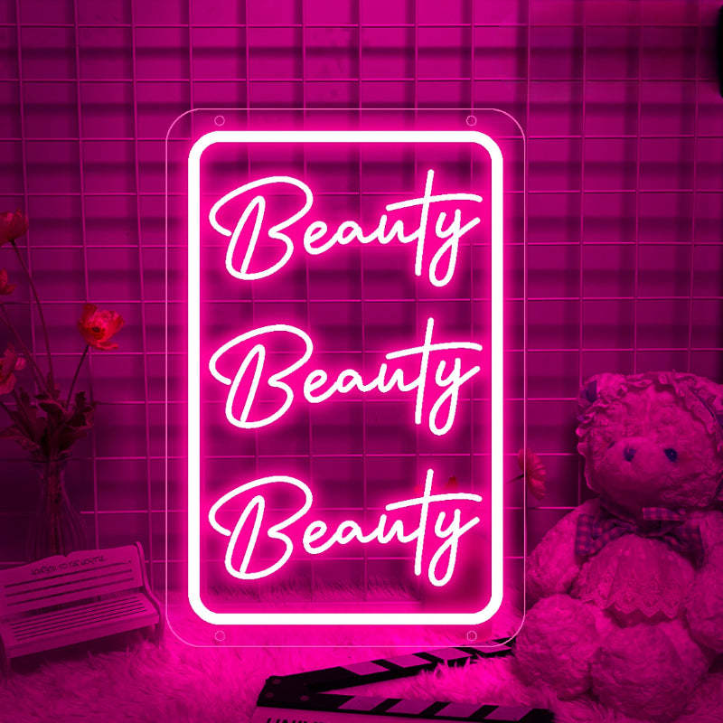 Triple Script Neon Led Sign  Personalized Mirror   