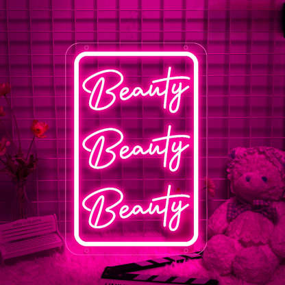 Triple Script Neon Led Sign  Personalized Mirror   