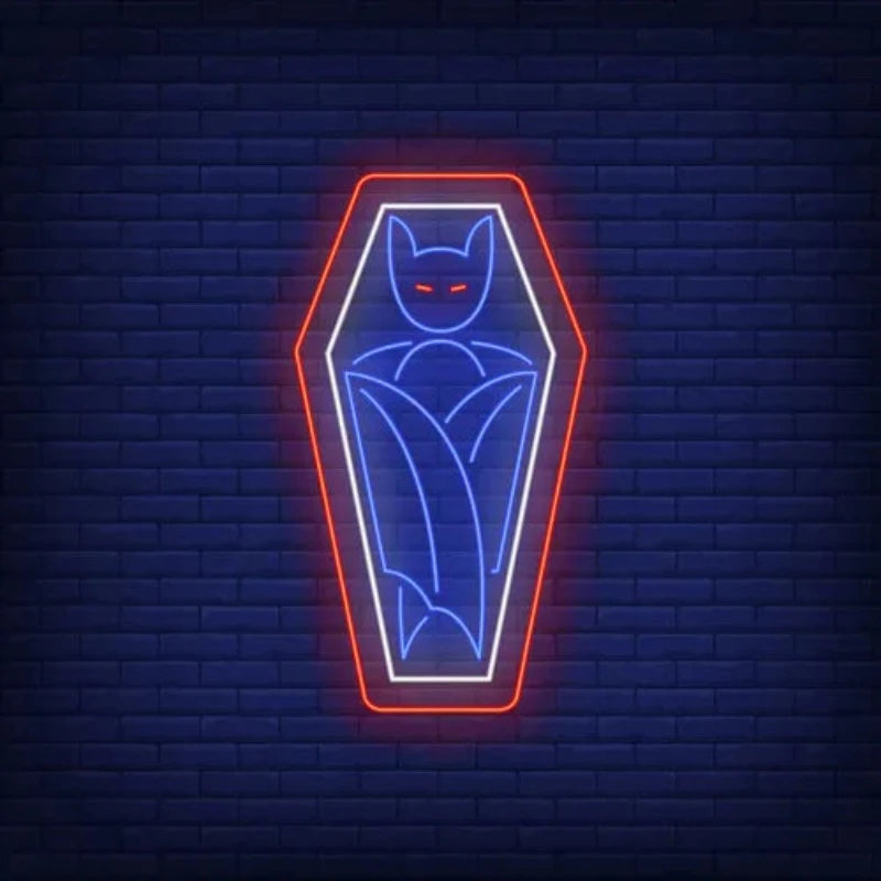 Vampire Coffin Neon Sign  Personalized Mirror S  