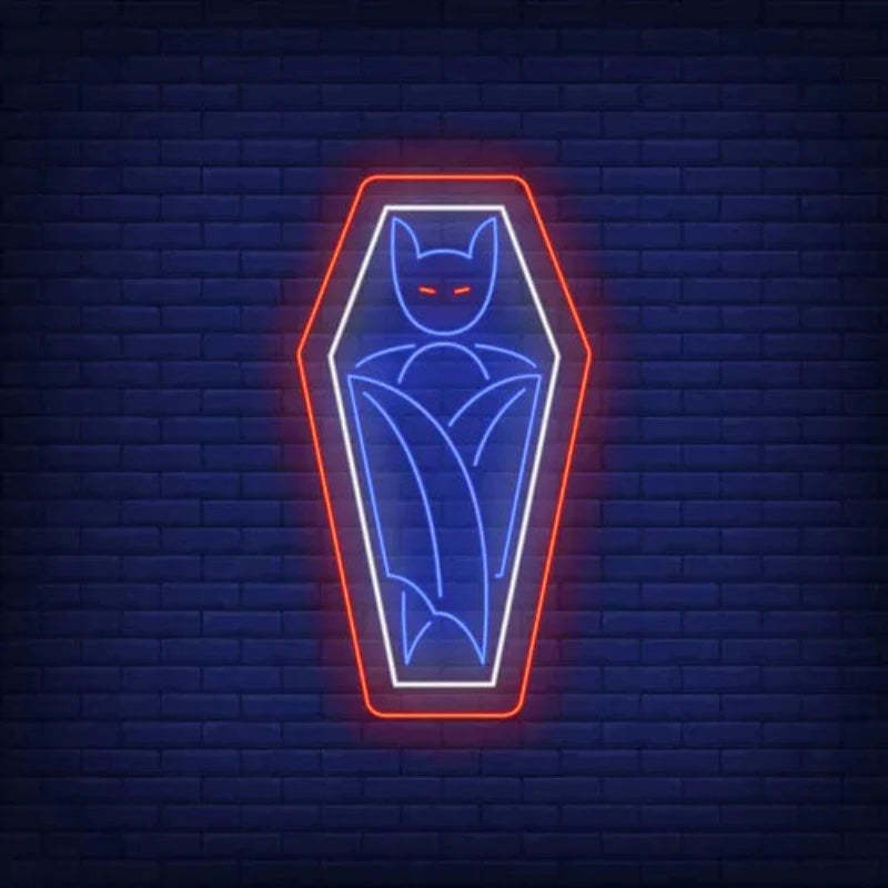 Vampire Coffin Neon Sign  Personalized Mirror S  