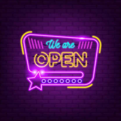 We Are Open Neon Sign With Star Icon  Personalized Mirror S  