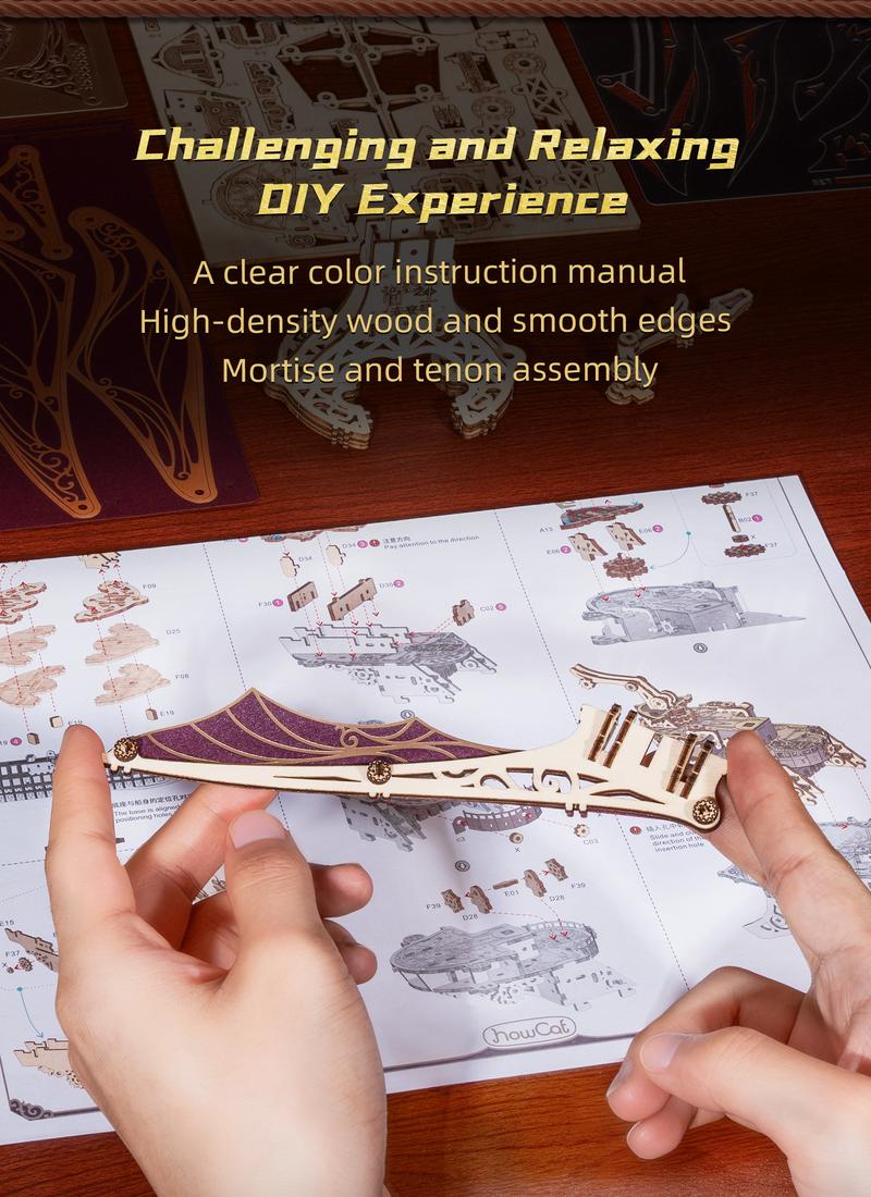 FUNPOLA 3D Wooden Puzzle Pirate Ship Model - Sailing Ship Building Kit, Adventure, Home Decor Display, Creative Gift for Adults and Teens, 518 Precision-Cut Pieces, Mystical Fantasy Galleon, Available in Two Colors