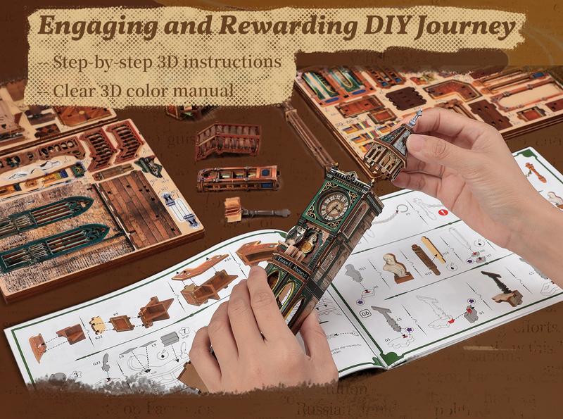 FUNPOLA Magic Library Book Nook Kit &ndash; LED 3D Wood Puzzle with Infinity Mirror &ndash; DIY Bookshelf Decor, Miniature Craft Gift for Kids and Adults