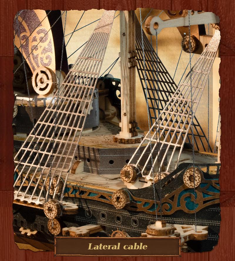 FUNPOLA 3D Wooden Puzzle Pirate Ship Model - Sailing Ship Building Kit, Adventure, Home Decor Display, Creative Gift for Adults and Teens, 518 Precision-Cut Pieces, Mystical Fantasy Galleon, Available in Two Colors