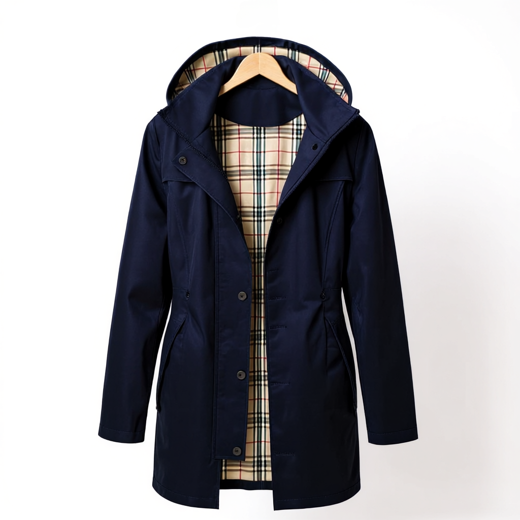 Women Long Hooded Rain Jacket