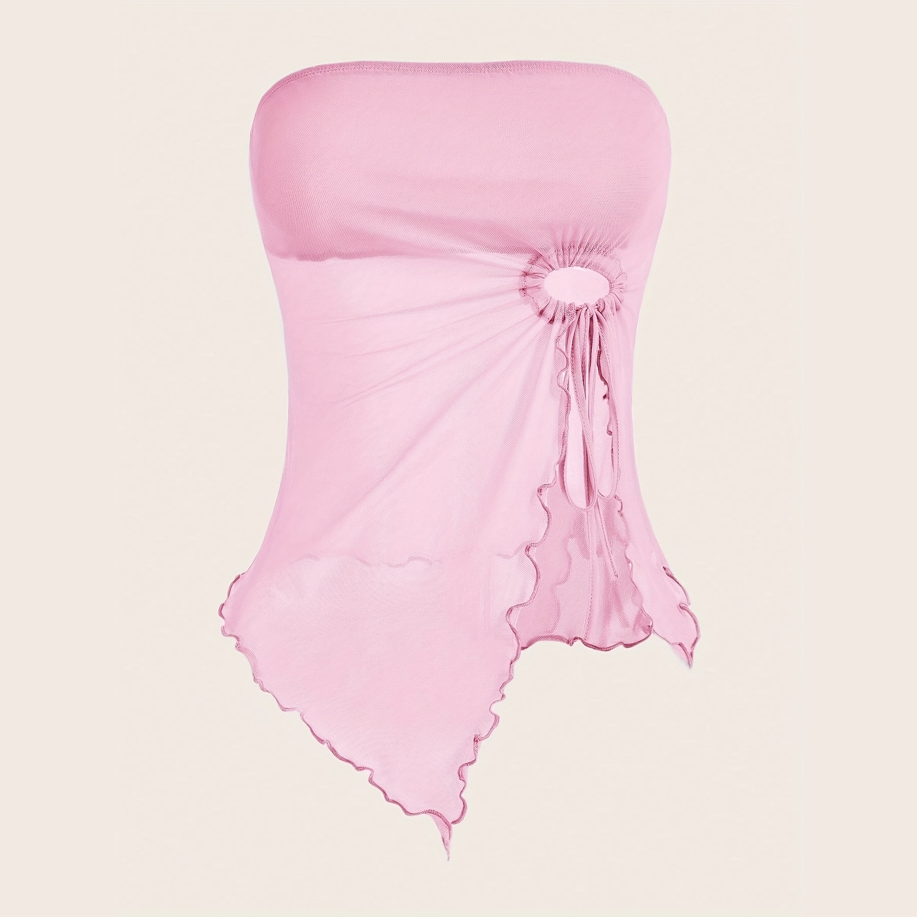 Casual Strapless Ruched Tassel Top For Women
