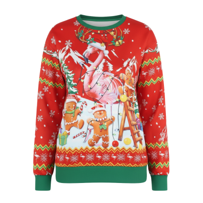 Long Sleeve Graphic Print Ugly Christmas Sweater