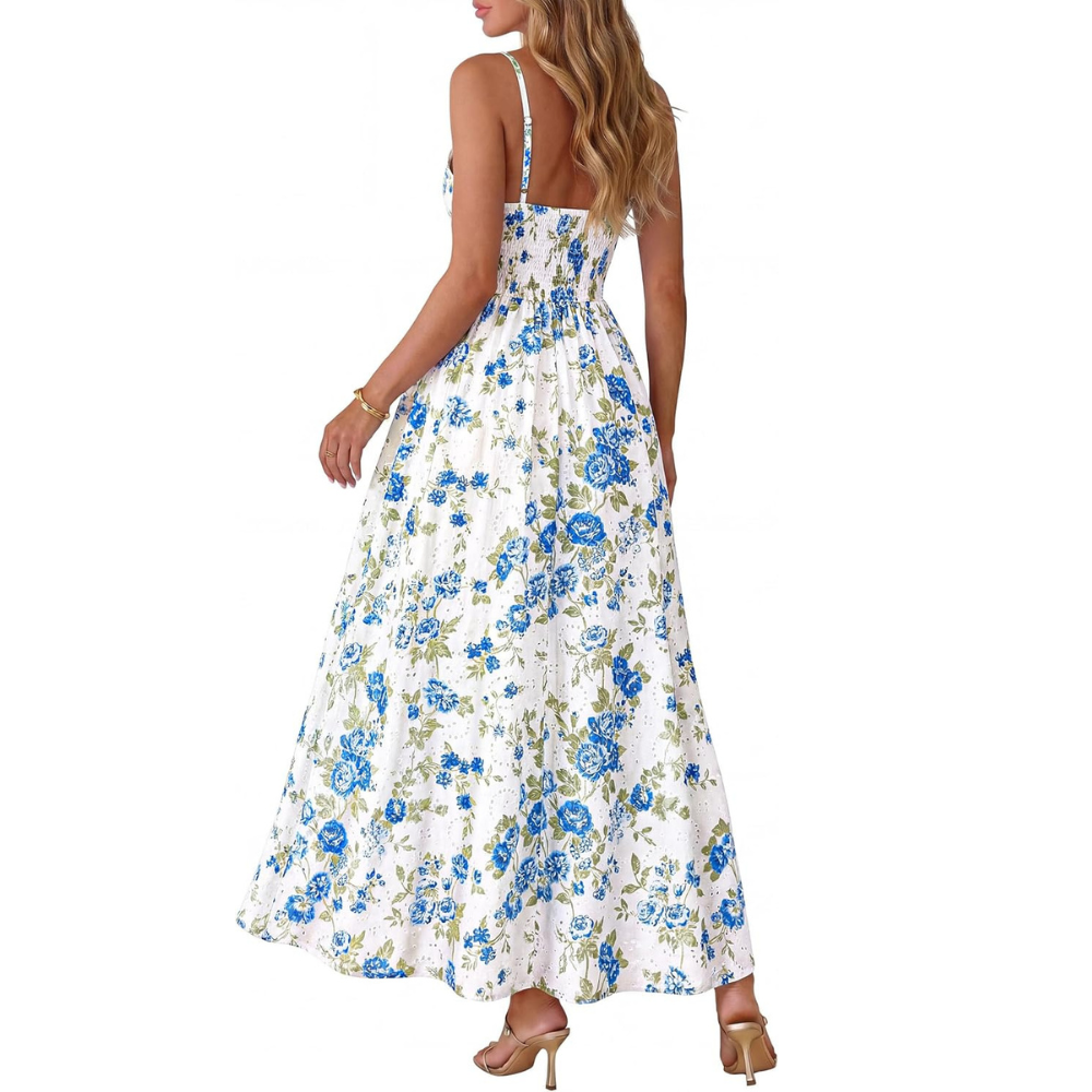 Spring And Summer Boho Eyelet Floral Beach Maxi For Women