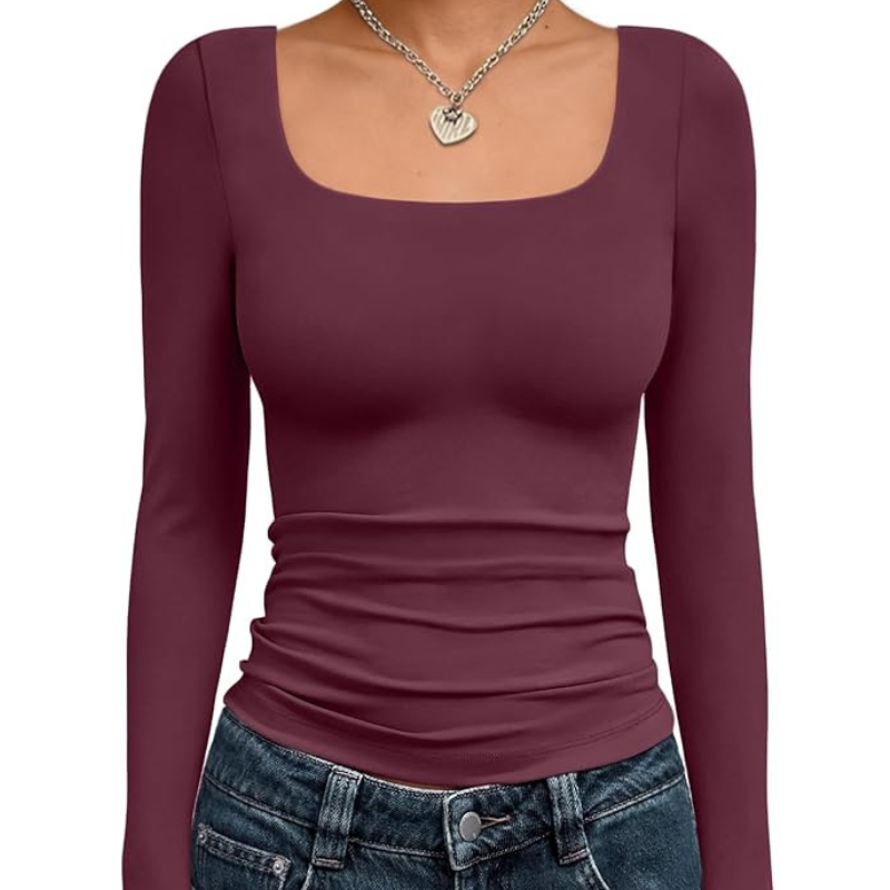 Womens Long Sleeve Shirts Crop Tops Fall Fashion