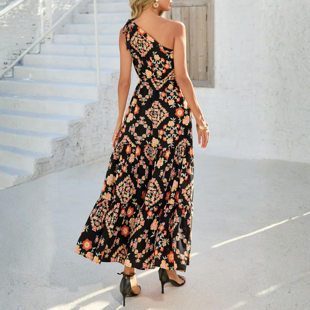 Summer Floral Ruffled Sleeveless Bohemian Maxi Dress For Women
