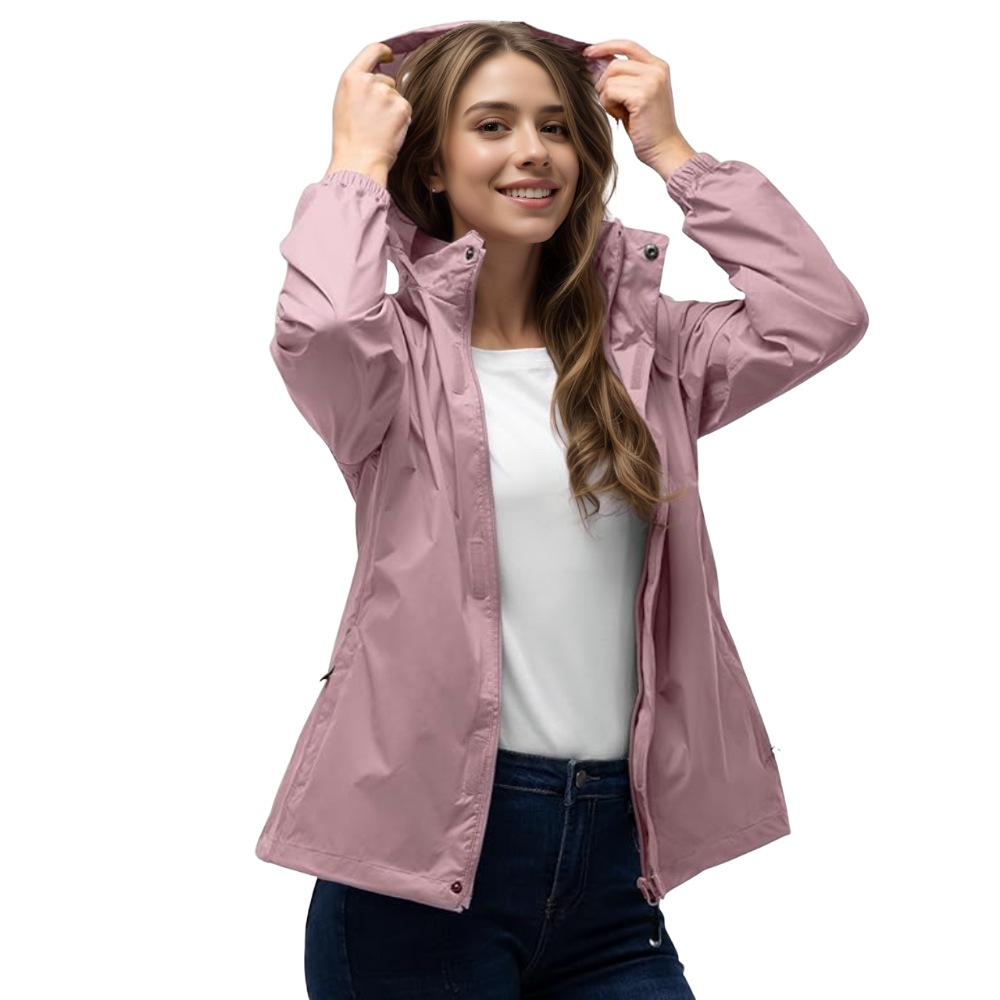 Women Waterproof Packable Rain Jacket with Hood for Travel