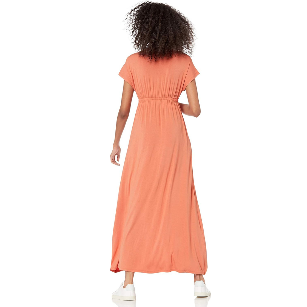 V Neck Short Sleeve Maxi Dress For Women