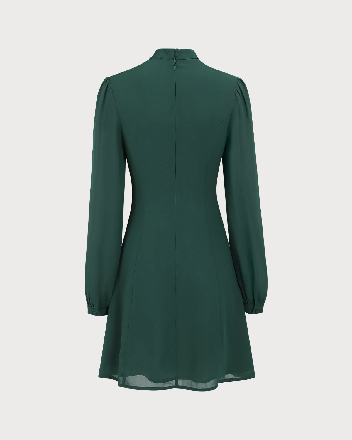 Slit Hem Dress With Stand Collar And Lightweight Sleeves For Special Occasions